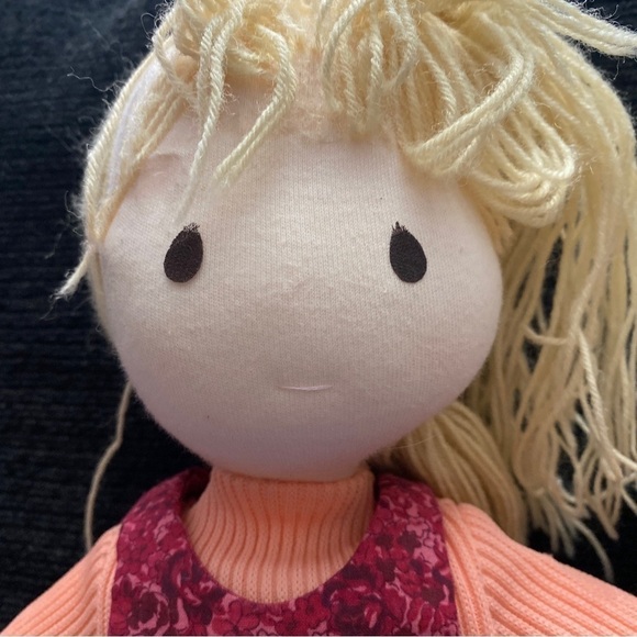 vintage handmade girl and boy dolls made of cloth and stuffed with straw 15” - Picture 6 of 16